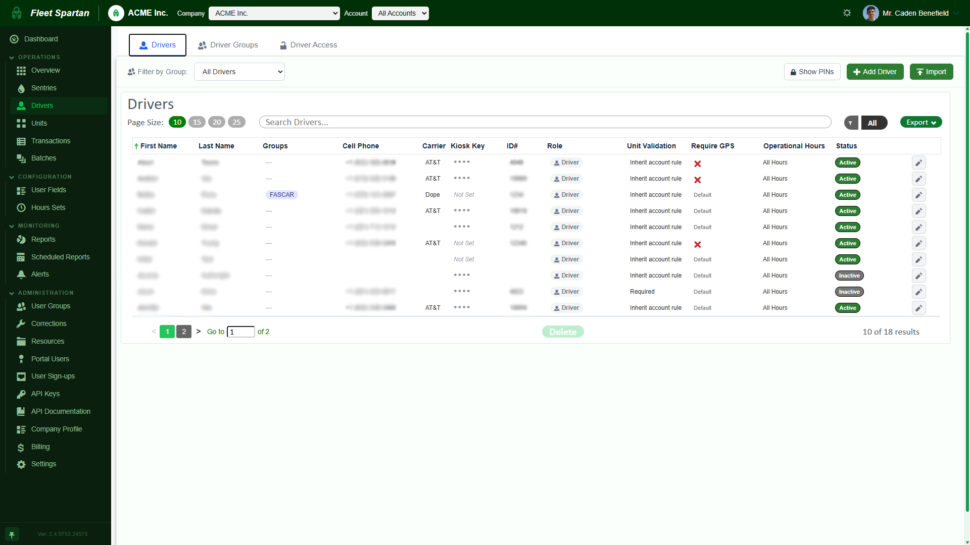 Spartan Shield mobile app showing fuel authorization, active pumping, and completed transaction screens
